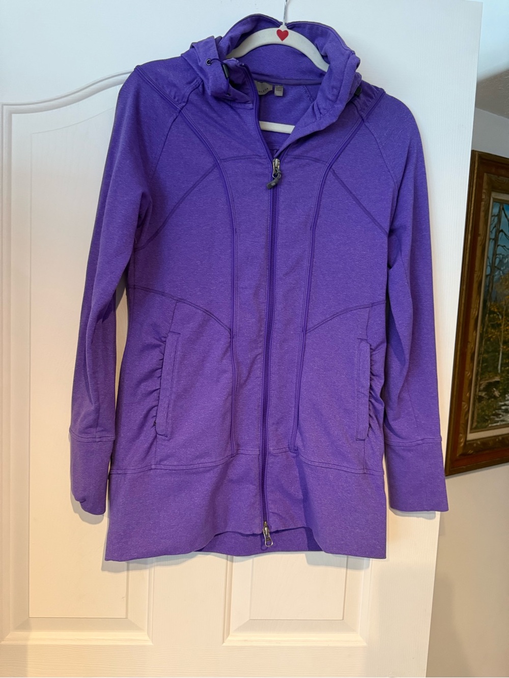 Athleta Purple Hooded Zip Bomber Jacket